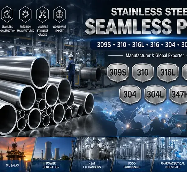 Solution-annealed stainless steel seamless pipes in grades 316L and 304L with heat numbers marked, at Nakoda Steel Industry,