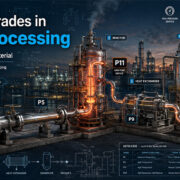 Circuit-by-circuit material map of A335 chrome-moly grades in a refinery hydrocracker, from carbon steel feed lines to heavy-wall P22 reactor loop piping at Nakoda Steel Industry